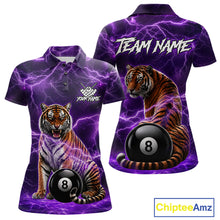 Load image into Gallery viewer, Thunder Purple Funny Tiger 8 Ball Billiard Pool Shirt For Women Custom Billiard Team Attire NYN3140