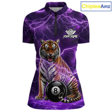 Load image into Gallery viewer, Thunder Purple Funny Tiger 8 Ball Billiard Pool Shirt For Women Custom Billiard Team Attire NYN3140