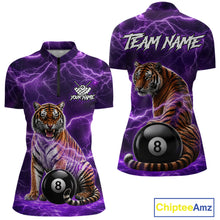 Load image into Gallery viewer, Thunder Purple Funny Tiger 8 Ball Billiard Pool Shirt For Women Custom Billiard Team Attire NYN3140
