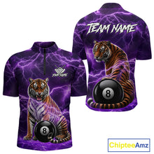 Load image into Gallery viewer, Thunder Purple Funny Tiger 8 Ball Billiard Pool Shirt For Men Custom Billiard Team Attire NYN3140