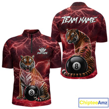 Load image into Gallery viewer, Thunder Red Funny Tiger 8 Ball Billiard Pool Shirt For Men Custom Billiard Team Attire NYN3141