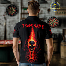 Load image into Gallery viewer, Skeleton Fire Flame Dartboard Custom Mens Polo Dart Shirt Red Skull Dart Jerseys NYN1769