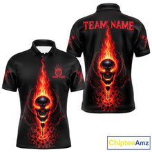 Load image into Gallery viewer, Skeleton Fire Flame Dartboard Custom Mens Polo Dart Shirt Red Skull Dart Jerseys NYN1769