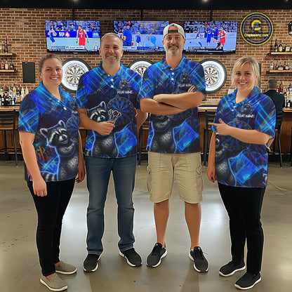 Thunder Raccoon Funny Men Dart Shirt Custom Graffiti Polo & 1/4-Zip Dart Clothing | Blue NYN3343