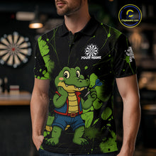 Load image into Gallery viewer, Custom Green Crocodile Funny Dart Polo Shirt For Men Splatter Dart Team Jerseys NYN1527