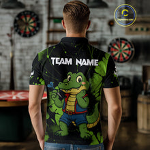 Load image into Gallery viewer, Custom Green Crocodile Funny Dart Polo Shirt For Men Splatter Dart Team Jerseys NYN1527