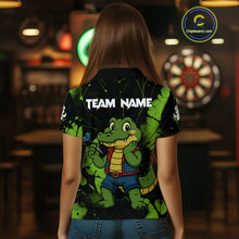 Load image into Gallery viewer, Custom Green Crocodile Funny Dart Polo Shirt For Women Splatter Dart Team Jerseys NYN1527