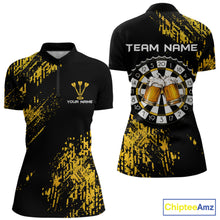 Load image into Gallery viewer, Personalized Funny Beer Cheer And Play Darts Polo &amp; 1/4-Zip Shirt For Women Beers Dart Team Jerseys NYN2946
