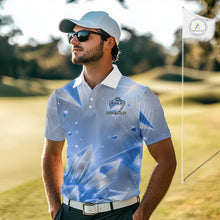 Load image into Gallery viewer, Mens Golf Polo Shirt Custom Blue-Diamond Crystal Golf Ball Custom Name Golf Shirts For Team NYN3156