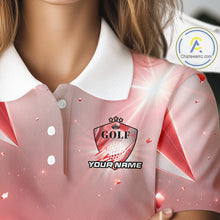 Load image into Gallery viewer, Women Golf Polo Shirt Custom Red-Diamond Crystal Golf Ball Custom Name Golf Shirts For Team NYN3157