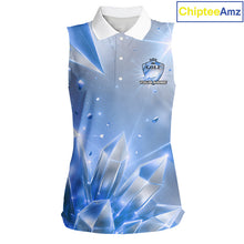 Load image into Gallery viewer, Women Golf Sleeveless Polo Shirt Custom Blue-Diamond Crystal Golf Ball Custom Name Golf Shirts For Team NYN3156