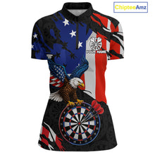 Load image into Gallery viewer, Red black and blue American flag eagle darts shirt for women patriotic jersey