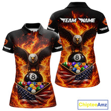 Load image into Gallery viewer, Fire Flame Eagle US Flag Pool Ball 3D Billiard Shirt For Women Personalized 8 Ball Billiard Attire NYN2587