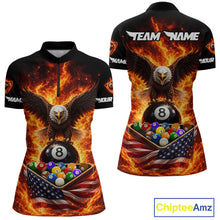 Load image into Gallery viewer, Fire Flame Eagle US Flag Pool Ball 3D Billiard Shirt For Women Personalized 8 Ball Billiard Attire NYN2587