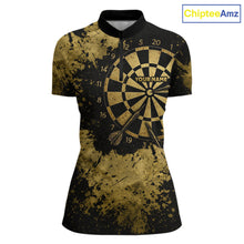 Load image into Gallery viewer, Personalized Grunge Gold Dartboard Women Dart Shirt Custom Name Dart Team Jersey For Darters NYN2968