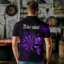 Load image into Gallery viewer, Purple Grunge Skull Dartboard &amp; Arrow Men Darts Polo Shirt Personalized Darts Team Jerseys NYN2596