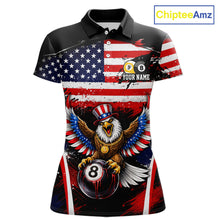 Load image into Gallery viewer, Grunge US Flag Eagle 8 Ball &amp; 9 Ball Billiard Pool Shirt For Women Custom Patriotic Billiard Appeal NYN2762