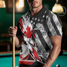 Load image into Gallery viewer, Personalized Smoke Canada Flag Billiard 8 Ball Pool Shirt Custom Patriotic Billiard Appeal For Men NYN2770