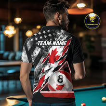Load image into Gallery viewer, Personalized Smoke Canada Flag Billiard 8 Ball Pool Shirt Custom Patriotic Billiard Appeal For Men NYN2770