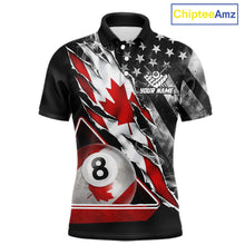 Load image into Gallery viewer, Personalized Smoke Canada Flag Billiard 8 Ball Pool Shirt Custom Patriotic Billiard Appeal For Men NYN2770