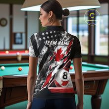 Load image into Gallery viewer, Personalized Smoke Canada Flag Billiard 8 Ball Pool Shirt Custom Patriotic Billiard Appeal For Women NYN2770