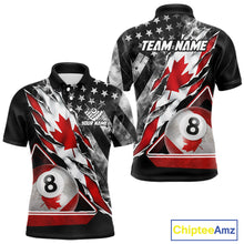 Load image into Gallery viewer, Personalized Smoke Canada Flag Billiard 8 Ball Pool Shirt Custom Patriotic Billiard Appeal For Men NYN2770