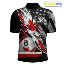 Load image into Gallery viewer, Personalized Smoke Canada Flag Billiard 8 Ball Pool Shirt Custom Patriotic Billiard Appeal For Men NYN2770