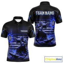 Load image into Gallery viewer, Custom Lightning Blue Grim Reaper Beer Funny Men Darts Polo Shirt US Flag Dart Jerseys NYN1838