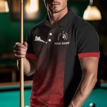 Load image into Gallery viewer, Black And Red 8 Ball Pool Men Billiard Polo &amp; Quarter Zip Shirt Custom 8  Ball Billiard Team Jersey NYN2983