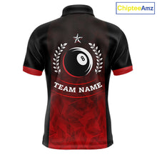 Load image into Gallery viewer, Black And Red 8 Ball Pool Men Billiard Polo &amp; Quarter Zip Shirt Custom 8  Ball Billiard Team Jersey NYN2983