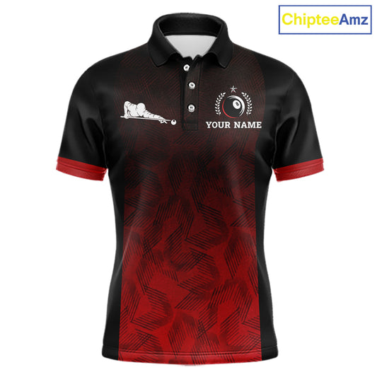 Black And Red 8 Ball Pool Men Billiard Polo & Quarter Zip Shirt Custom 8  Ball Billiard Team Jersey NYN2983