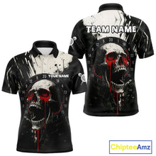 Load image into Gallery viewer, Custom Black Red Dripping Skull Dartboard Dart Men Polo Shirt Grunge Dart Jerseys NYN1563
