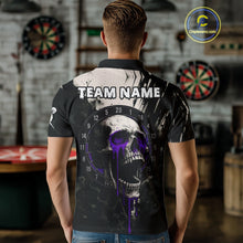 Load image into Gallery viewer, Custom Black &amp; Purple Dripping Skull Dartboard Dart Men Polo Shirt Grunge Dart Jerseys NYN1565