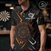 Load image into Gallery viewer, Custom Black Orange Dartboard Grunge Dart Men Polo Shirt Dart Tournament Jerseys NYN1567