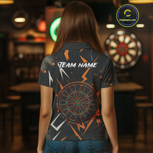 Load image into Gallery viewer, Custom Black Orange Dartboard Grunge Dart Women Polo Shirt Dart Tournament Jerseys NYN1567