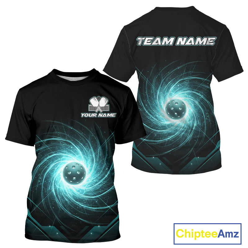 Custom Lightning Turquoise Swirl Pickleball Ball T-Shirt Men Outfits Pickleball Jerseys NYN1866