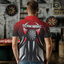Load image into Gallery viewer, Red And Gradient Silver Darts Polo &amp; 1/4-Zip Shirt For Men Custom Name Dart Jersey For Darters NYN3003