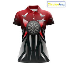 Load image into Gallery viewer, Red And Gradient Silver Darts Polo &amp; 1/4-Zip Shirt For Women Custom Name Dart Jersey For Darters NYN3003