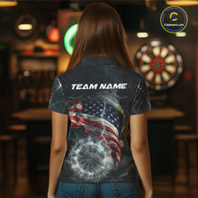 Load image into Gallery viewer, Custom American Flag Tornado White Thunder Darts Women Polo &amp; 1/4-Zip Shirts Dart Team Jerseys NYN2807