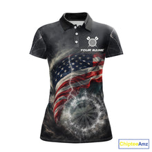 Load image into Gallery viewer, Custom American Flag Tornado White Thunder Darts Women Polo &amp; 1/4-Zip Shirts Dart Team Jerseys NYN2807