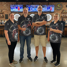 Load image into Gallery viewer, Custom American Flag Tornado White Thunder Darts Women Polo &amp; 1/4-Zip Shirts Dart Team Jerseys NYN2807