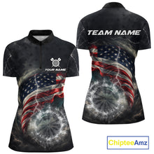 Load image into Gallery viewer, Custom American Flag Tornado White Thunder Darts Women Polo &amp; 1/4-Zip Shirts Dart Team Jerseys NYN2807