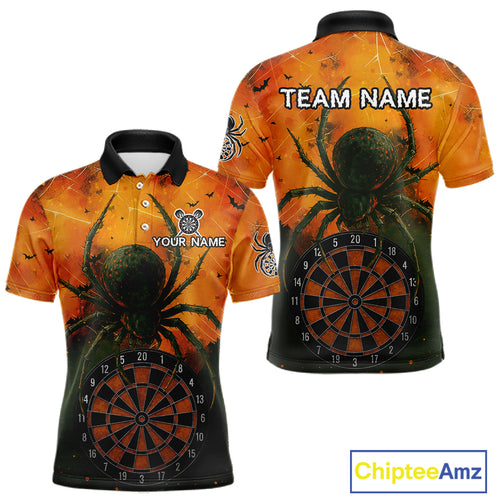 Custom Orange Spider Dartboard Halloween Dart Men Polo Shirt Grunge Dart Jerseys NYN1615