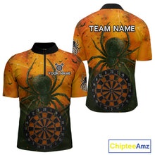 Load image into Gallery viewer, Custom Orange Spider Dartboard Halloween Dart Men Quarter-Zip Shirt Grunge Dart Jerseys NYN1615