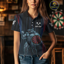 Load image into Gallery viewer, Funny Blue &amp; Red Shark Dartboard Custom Women Darts Polo Shirt Dart Tournament Jerseys NYN1905