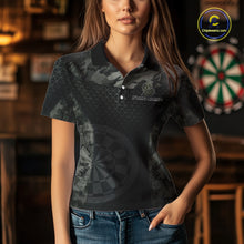 Load image into Gallery viewer, Personalized Black Dartboard Camouflage Darts Polo &amp; 1/4-Zip Shirts For Women Dart Team Jerseys NYN2816