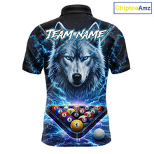 Load image into Gallery viewer, Custom Blue Horror Wolf Billiard Shirts For Men Thunder Lightning Billiard Team League Jerseys NYN3014