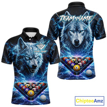 Load image into Gallery viewer, Custom Blue Horror Wolf Billiard Shirts For Men Thunder Lightning Billiard Team League Jerseys NYN3014