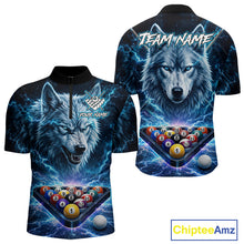 Load image into Gallery viewer, Custom Blue Horror Wolf Billiard Shirts For Men Thunder Lightning Billiard Team League Jerseys NYN3014