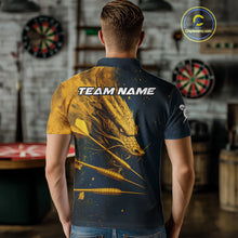 Load image into Gallery viewer, Custom Blue And Gold Dragon Dart Arrow Dart Men Polo Shirt Grunge Dart Team Jerseys NYN1624